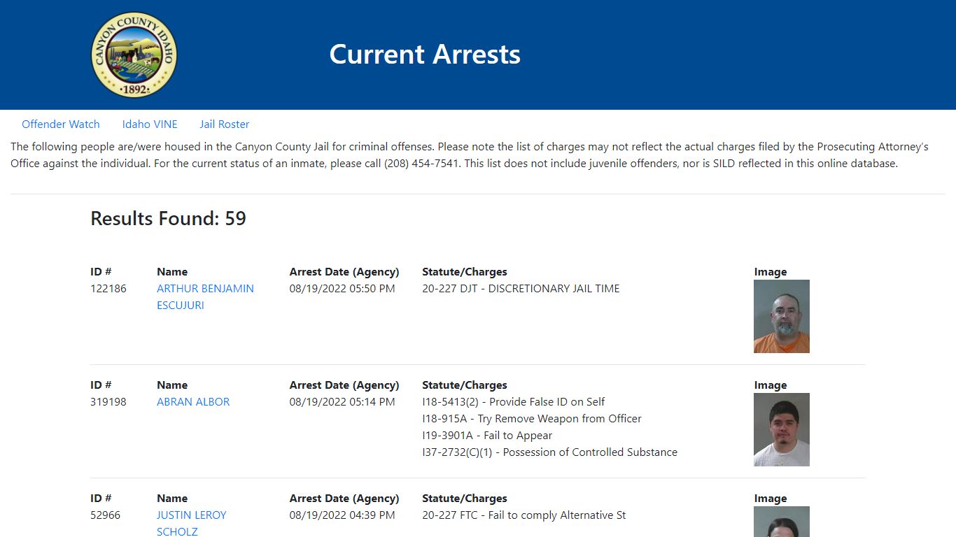 Current Arrests